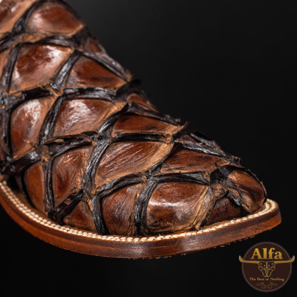 Genuine Brown Pirarucu - Square Toe - Image 3