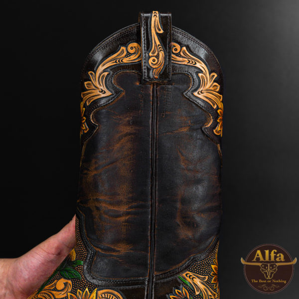 Genuine Sunflower Hand Tooled - Square Toe (Made In USA) - Image 4