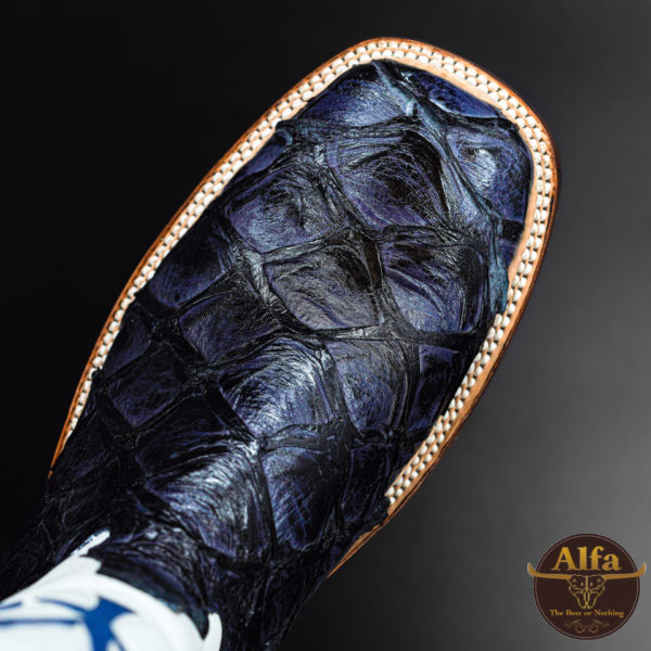 Genuine Navy "Yankees" Pirarucu - Square Toe (Made In USA) - Image 2