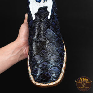 Genuine Navy "Cowboys" Pirarucu - Square Toe (Made In USA)