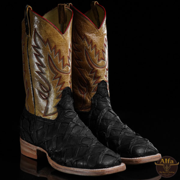 Genuine Black Pirarucu - Square Toe (Made In USA)
