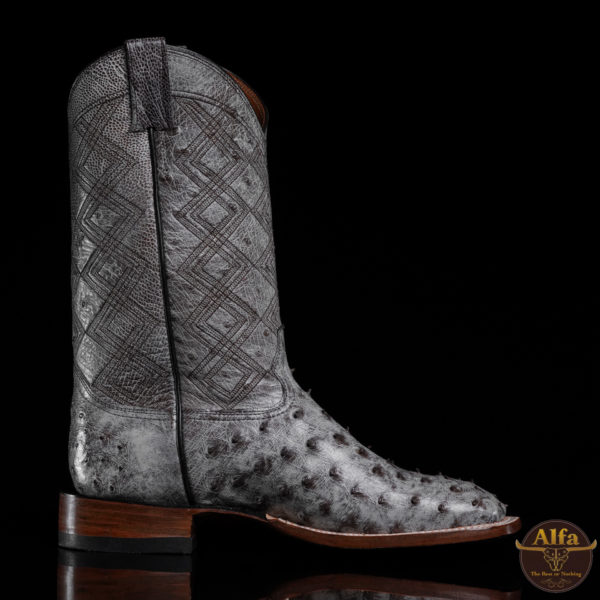 Genuine Black Rio Full Quill Ostrich - Square Toe (Made In USA) - Image 2