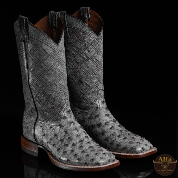 Genuine Black Rio Full Quill Ostrich - Square Toe (Made In USA)