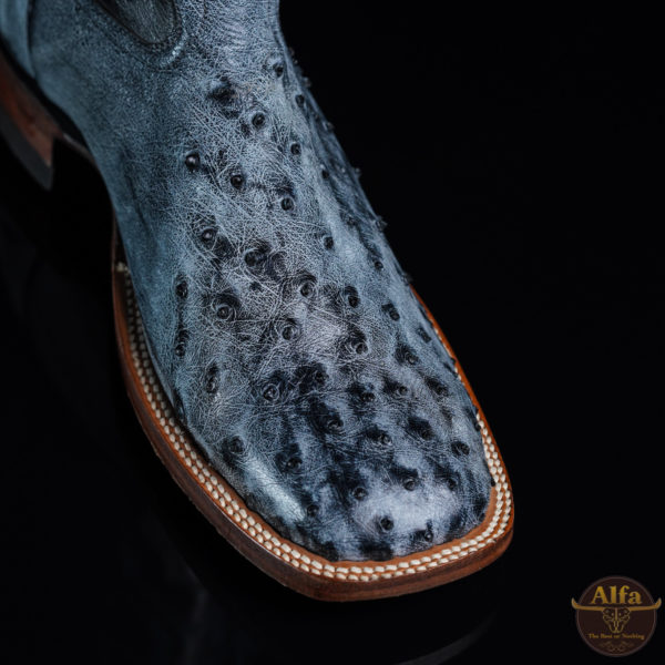 Genuine Blue Rio Ostrich - Square Toe (Made In USA) - Image 2