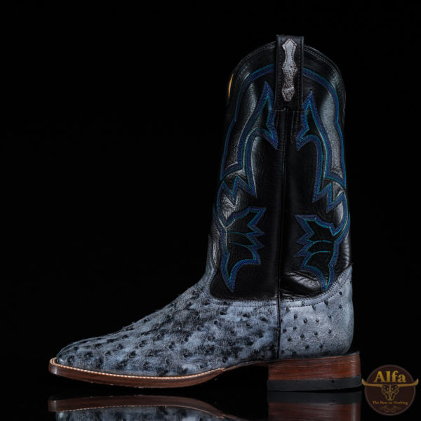 Genuine Blue Rio Ostrich - Square Toe (Made In USA)