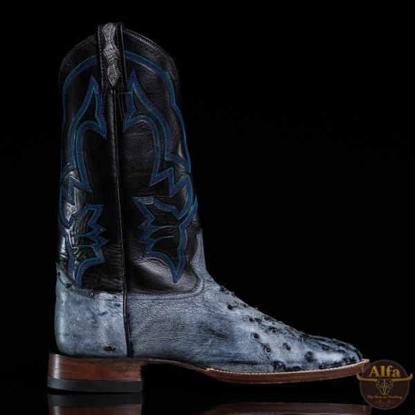 Genuine Blue Rio Ostrich - Square Toe (Made In USA) - Image 3