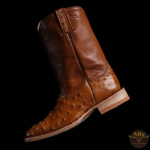 Genuine Cognac Full Quill Ostrich + Zipper - Round Toe (Made In USA)