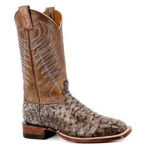 Genuine Rio Brown Full Quill Ostrich - Square Toe (Made In USA)