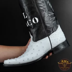 Genuine White Full Quill Ostrich - Versace Toe (Made In USA)