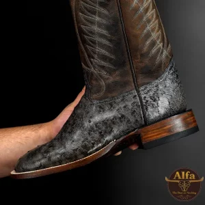 Genuine Rio Midnight Full Quill Ostrich - Square Toe (Made In USA)