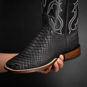 Genuine Black Python - Square Toe (Made In USA)