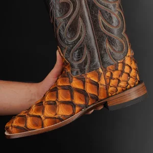 Genuine Cognac Pirarucu - Square Toe (Made In USA)