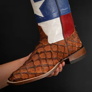 Genuine Cognac Pirarucu - Square Toe (Made In USA)