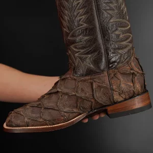 Genuine Brown Pirarucu - Square Toe (Made In USA)