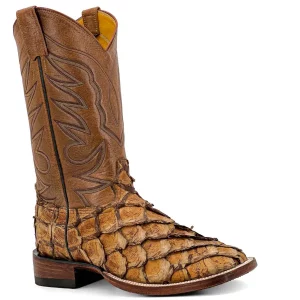Genuine Rustic Tan Pirarucu - Square Toe (Made In USA)