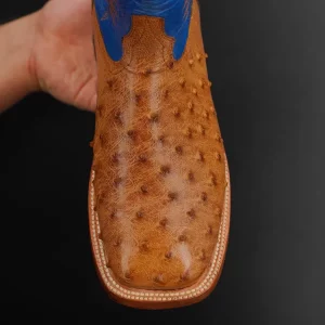 Genuine Honey Full Quill Ostrich - Square Toe (Made In USA)
