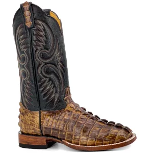 Genuine Honey Caiman Tail - Square Toe (Made In USA)