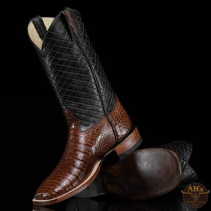 Genuine Brown Caiman Belly - Square Toe (Made In USA)
