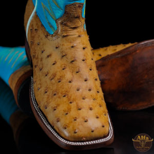 Genuine Honey Full Quill Ostrich - Square Toe (Made In USA)