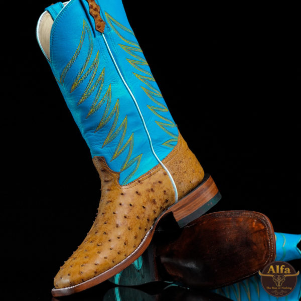 Genuine Honey Full Quill Ostrich - Square Toe (Made In USA) - Image 2