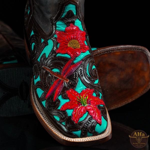 Genuine Dragonfly Hand Tooled - Square Toe (Made In USA)