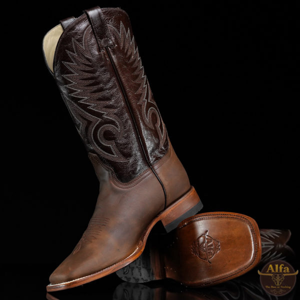 Men’s Handmade ALFA FD Brown Cowhide – Square Toe