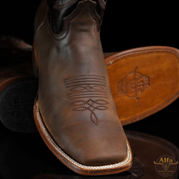 Men’s Handmade ALFA FD Brown Cowhide – Square Toe - Image 2