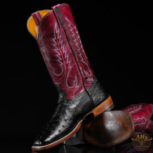 Genuine Black Full Quill Ostrich - Square Toe (Made In USA)