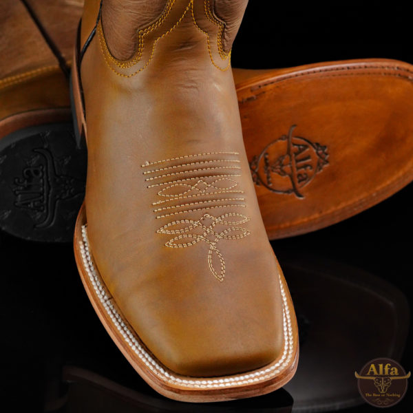 Men’s Handmade ALFA FD "USA" Brown Cowhide – Square Toe - Image 2