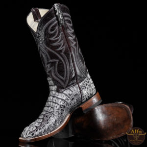 Genuine Natural Caiman Neck - Square Toe (Made In USA)