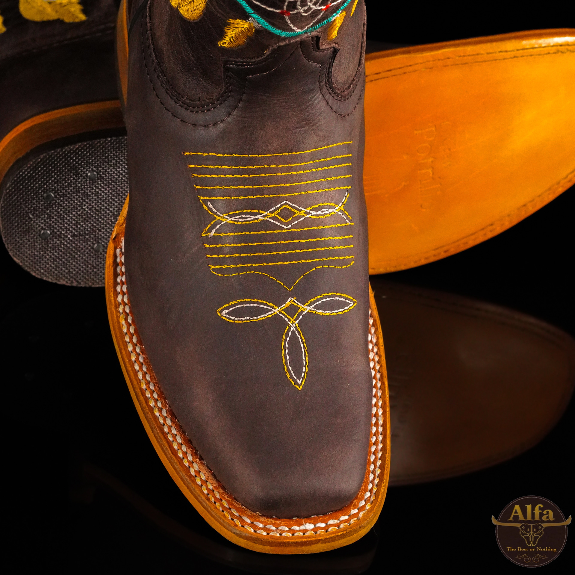 Women’s Handmade Chocolate Brown Dream Catcher Embroidered Cowhide – Rodeo Toe - Image 2