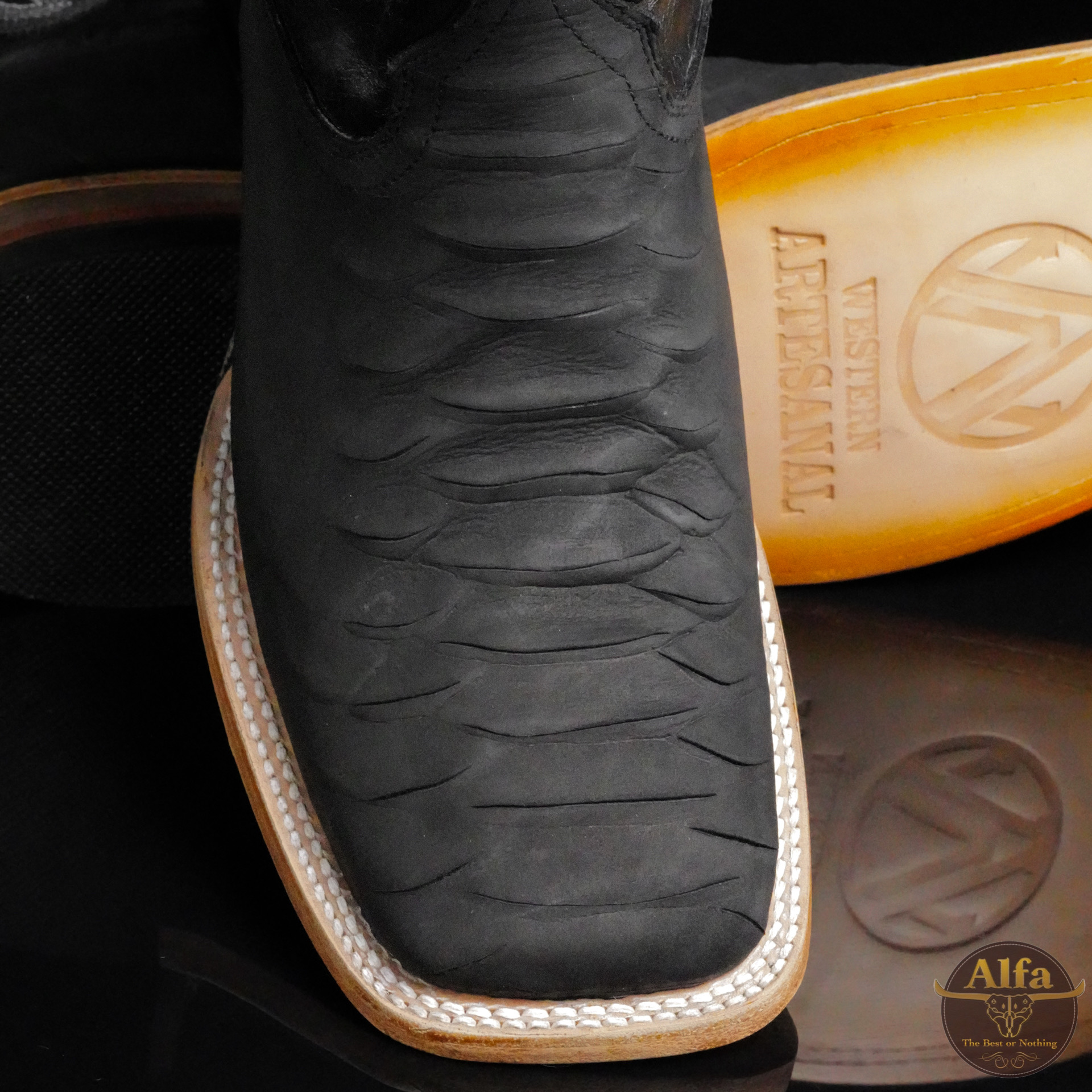 Matte Black Python – Square Toe - Image 2