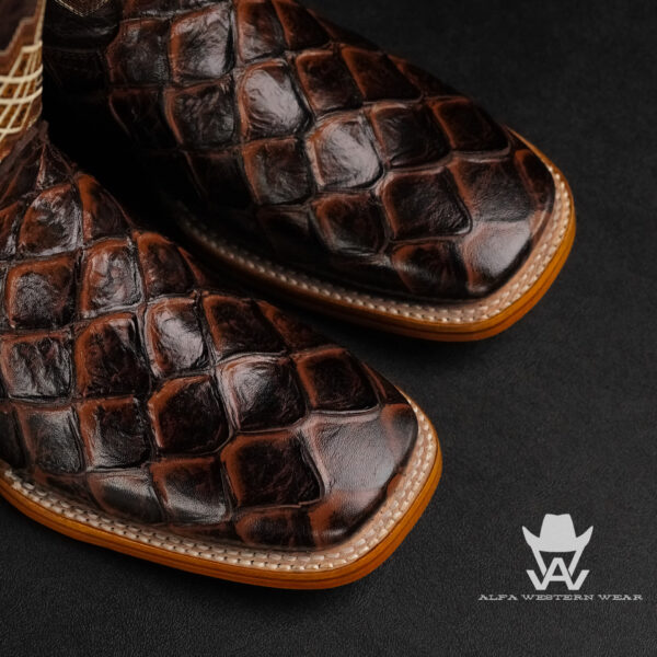 Men’s Handmade Chocolate Brown Fish Scale – Square Toe - Image 2