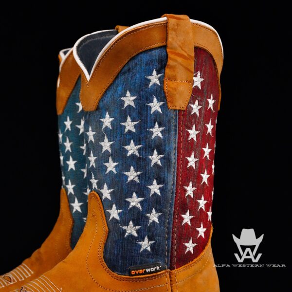 Men’s Handmade Tan USA Cowhide Steel Toe – Square Toe - Image 3