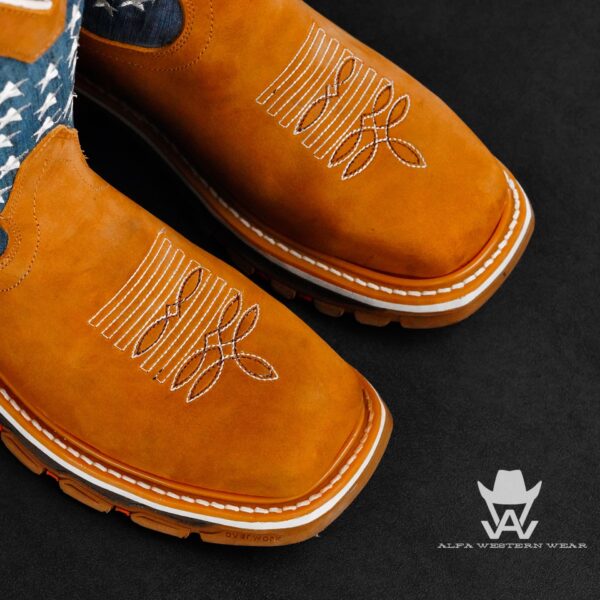 Men’s Handmade Tan USA Cowhide Steel Toe – Square Toe - Image 2