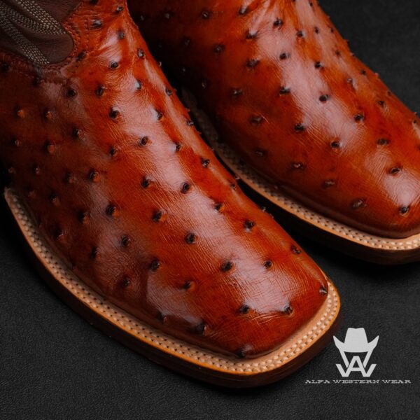 Genuine Cognac Full Quill Ostrich - Square Toe (Made In USA) - Image 2