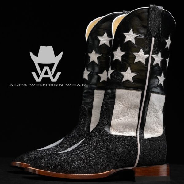 Genuine Black Stingray - Square Toe (Made In USA)