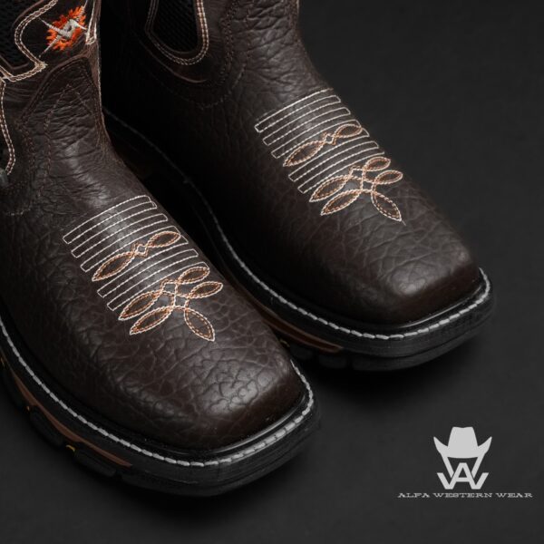 Men’s Handmade Chocolate Brown Bull Hide Soft Toe – Square Toe - Image 2