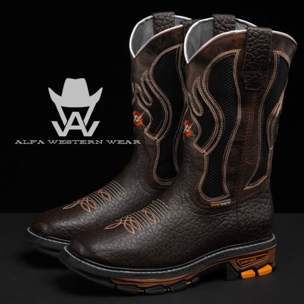 Men’s Handmade Chocolate Brown Bull Hide Soft Toe – Square Toe