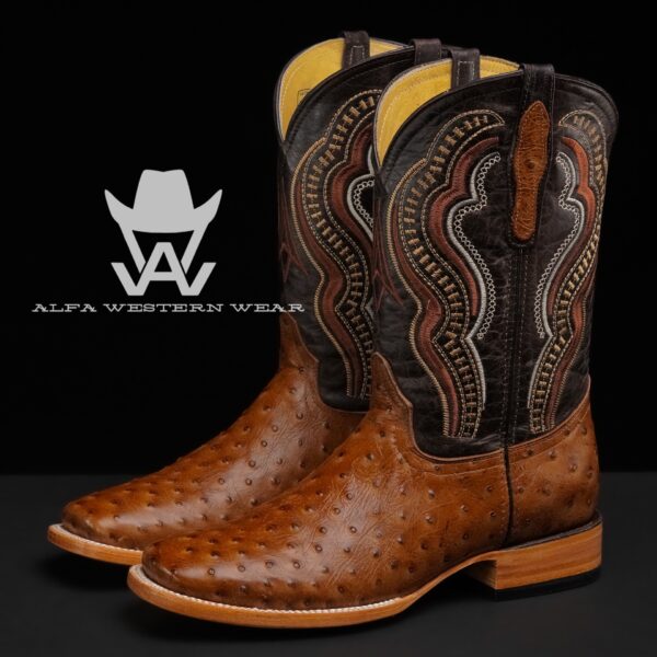 Men’s Handmade Honey Ostrich – Square Toe