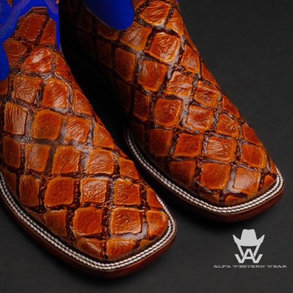 Men’s Handmade Cognac Pirarucu – Square Toe - Image 2