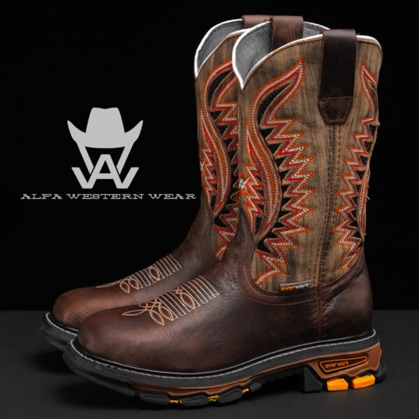 Men’s Handmade Brown Cowhide Steel Toe – Square Toe