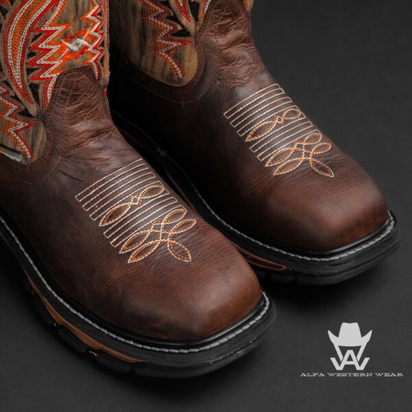 Men’s Handmade Brown Cowhide Steel Toe – Square Toe - Image 2