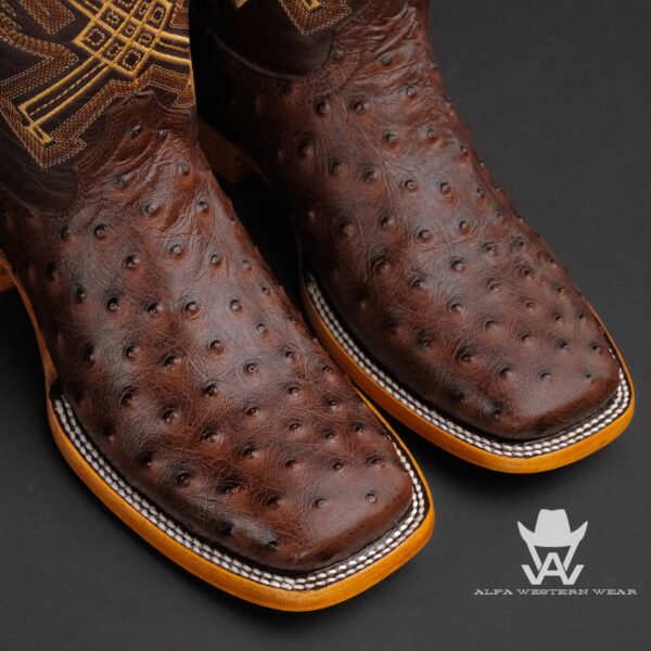 Men’s Handmade Brown Ostrich – Square Toe - Image 2