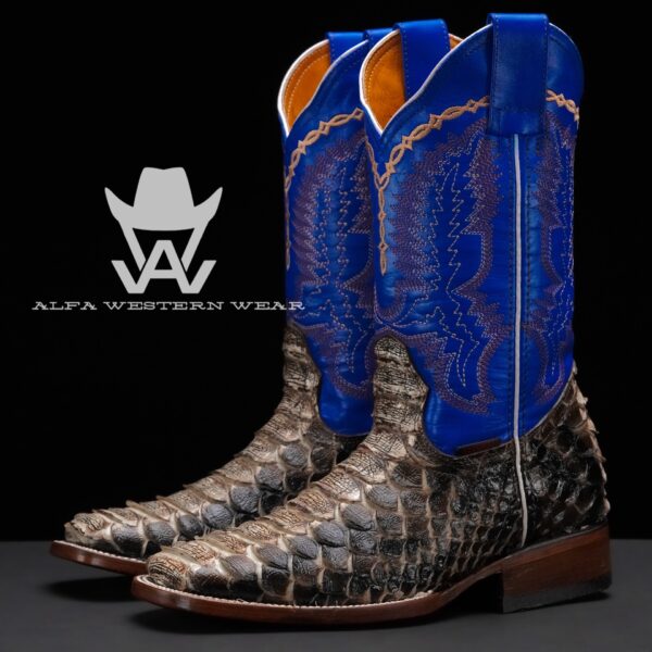 Men’s Handmade Brown Python – Square Toe