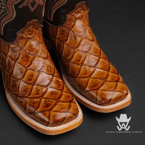 Men’s Handmade Honey Fish Scale – Square Toe - Image 2
