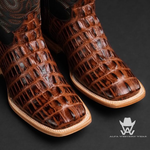 Men’s Handmade Cognac Caiman Tail – Square Toe - Image 2