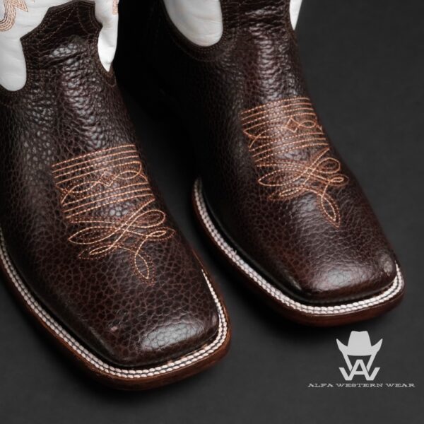 Men’s Handmade Chocolate Brown Bull Hide – Square Toe - Image 2