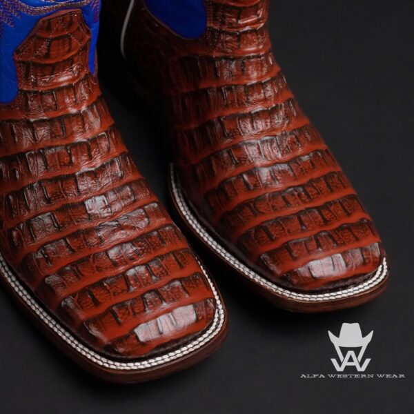 Men’s Handmade Cognac Caiman Horn Back – Square Toe - Image 2