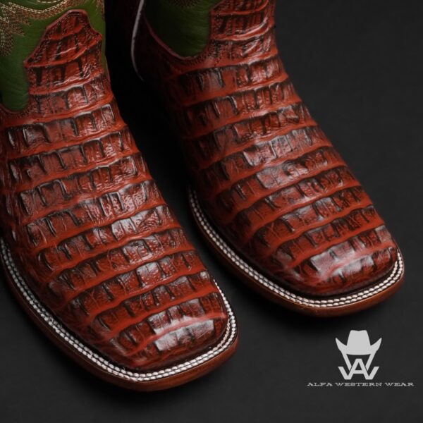 Men’s Handmade Cognac Caiman Horn Back – Square Toe - Image 2
